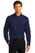 Port Authority W808 Mens SuperPro Wrinkle Resistant React Long Sleeve Button Down Shirt w/ Pocket True Navy Blue Model Front