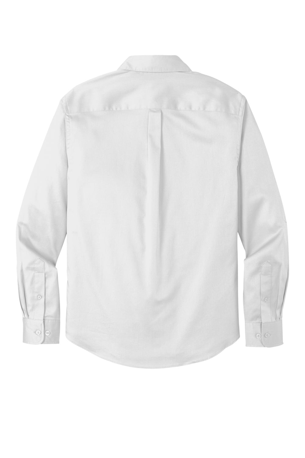 Port Authority W808 Mens SuperPro Wrinkle Resistant React Long Sleeve Button Down Shirt w/ Pocket White Flat Back