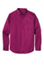 Port Authority W808 Mens SuperPro Wrinkle Resistant React Long Sleeve Button Down Shirt w/ Pocket Wild Berry Flat Front