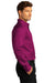 Port Authority W808 Mens SuperPro Wrinkle Resistant React Long Sleeve Button Down Shirt w/ Pocket Wild Berry Model Side