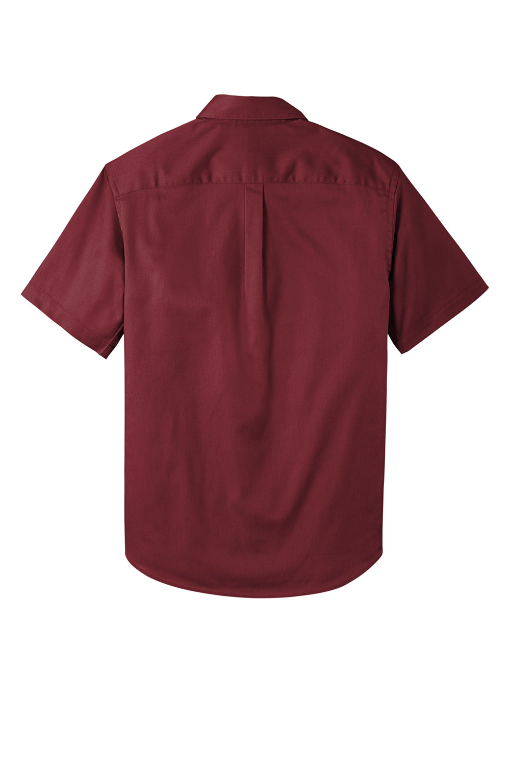 Port Authority W809 Mens SuperPro Wrinkle Resistant React Short Sleeve Button Down Shirt w/ Pocket Burgundy Flat Back