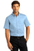 Port Authority W809 Mens SuperPro Wrinkle Resistant React Short Sleeve Button Down Shirt w/ Pocket Cloud Blue Model Front