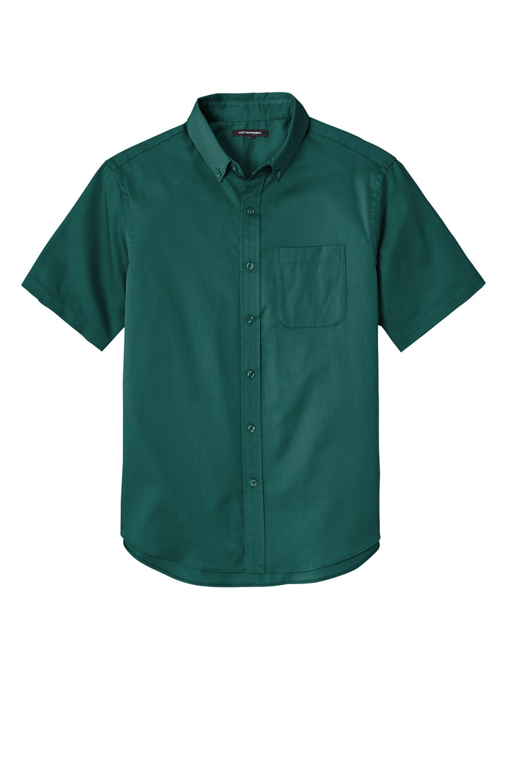 Port Authority W809 Mens SuperPro Wrinkle Resistant React Short Sleeve Button Down Shirt w/ Pocket Marine Green Flat Front