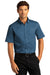 Port Authority W809 Mens SuperPro Wrinkle Resistant React Short Sleeve Button Down Shirt w/ Pocket Regatta Blue Model Front