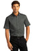 Port Authority W809 Mens SuperPro Wrinkle Resistant React Short Sleeve Button Down Shirt w/ Pocket Storm Grey Model Front