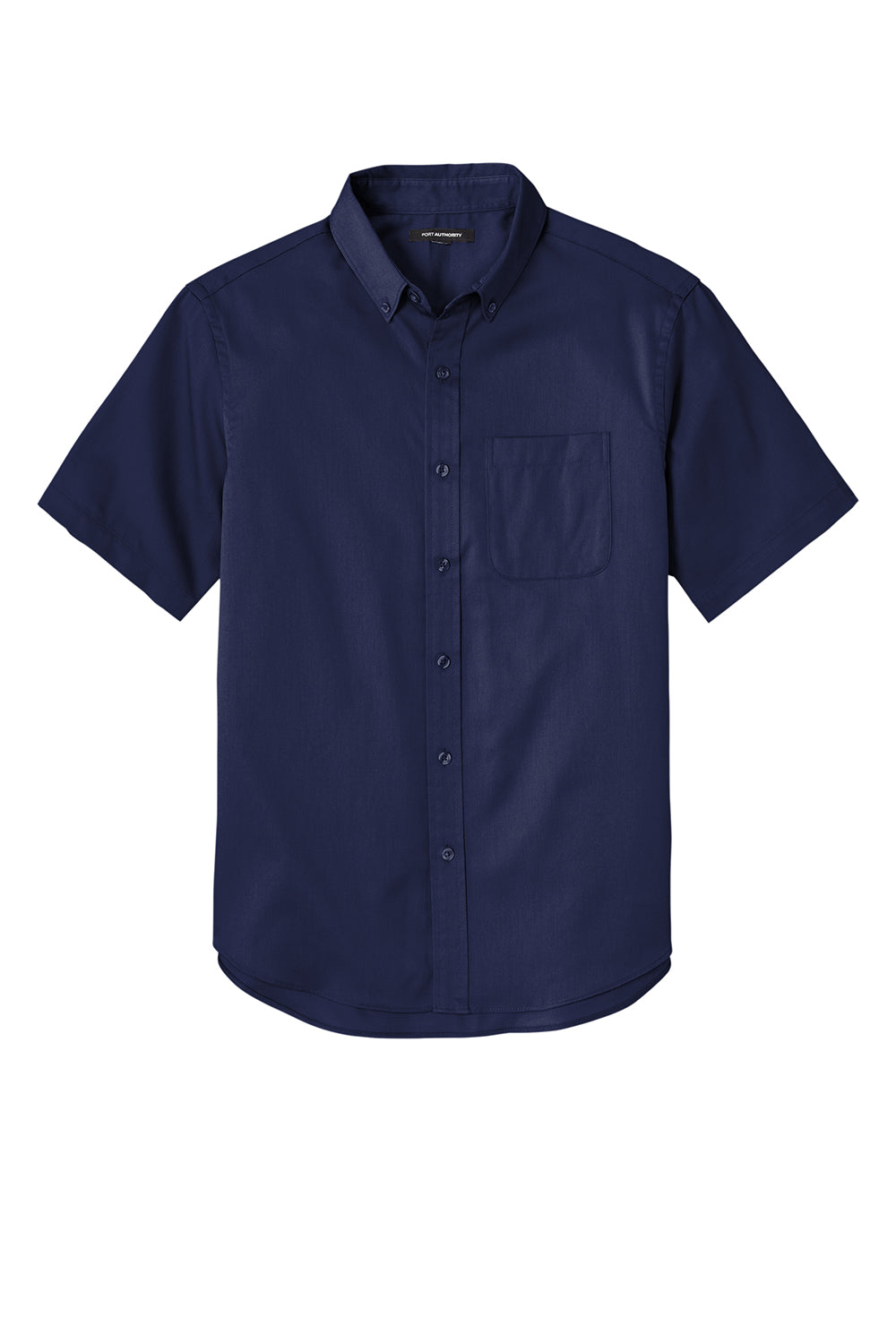 Port Authority W809 Mens SuperPro Wrinkle Resistant React Short Sleeve Button Down Shirt w/ Pocket True Navy Blue Flat Front