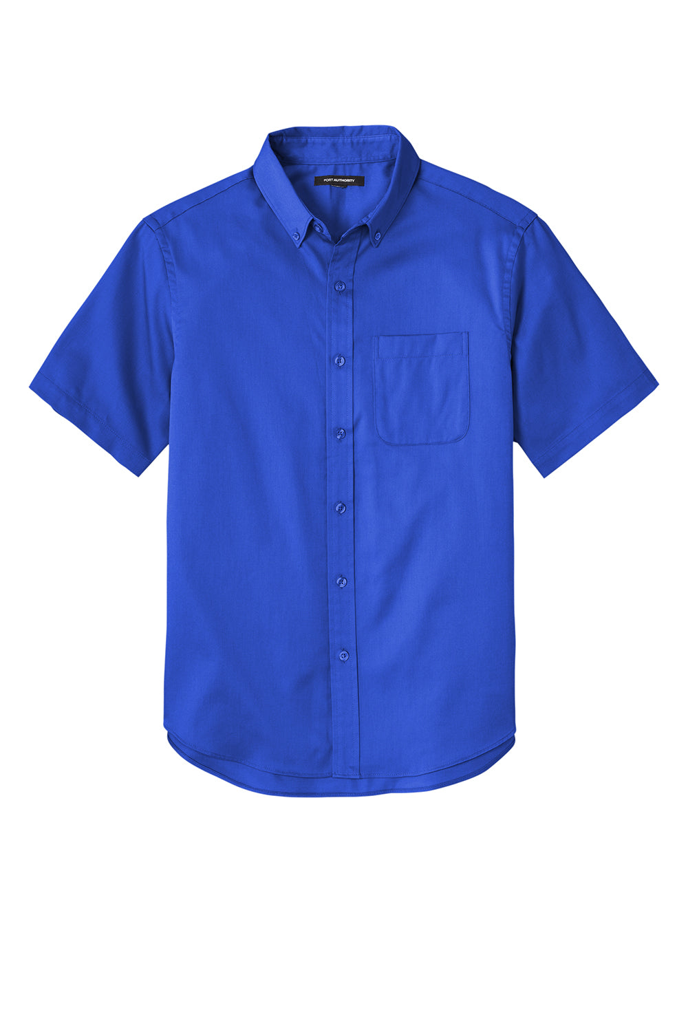 Port Authority W809 Mens SuperPro Wrinkle Resistant React Short Sleeve Button Down Shirt w/ Pocket True Royal Blue Flat Front