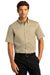 Port Authority W809 Mens SuperPro Wrinkle Resistant React Short Sleeve Button Down Shirt w/ Pocket Wheat Model Front