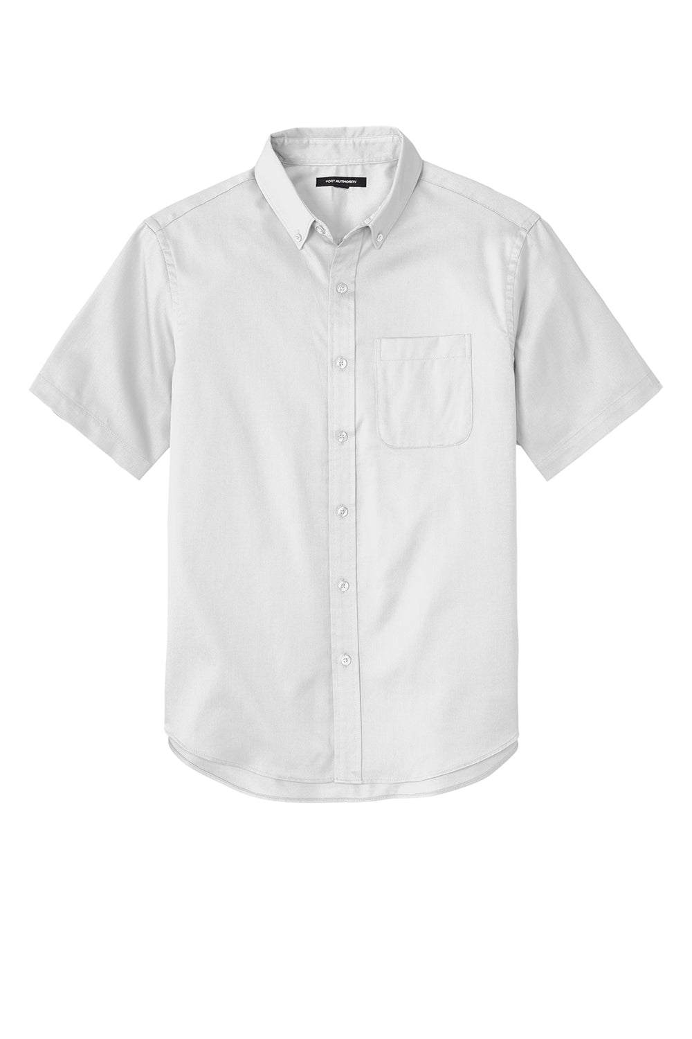 Port Authority W809 Mens SuperPro Wrinkle Resistant React Short Sleeve Button Down Shirt w/ Pocket White Flat Front