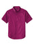 Port Authority W809 Mens SuperPro Wrinkle Resistant React Short Sleeve Button Down Shirt w/ Pocket Wild Berry Flat Front