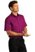 Port Authority W809 Mens SuperPro Wrinkle Resistant React Short Sleeve Button Down Shirt w/ Pocket Wild Berry Model 3q