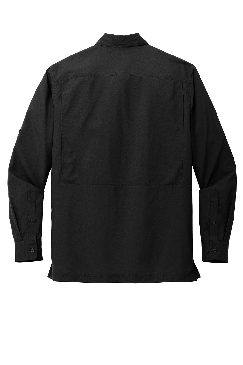 Port Authority W960 Mens Daybreak Moisture Wicking Long Sleeve Button Down Shirt w/ Double Pockets Deep Black Flat Back