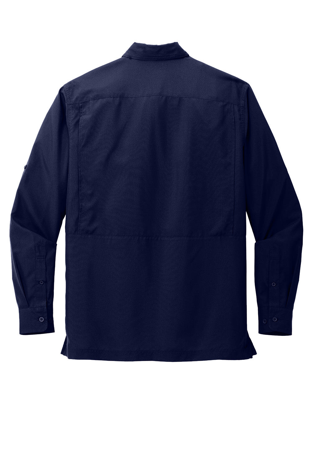 Port Authority W960 Mens Daybreak Moisture Wicking Long Sleeve Button Down Shirt w/ Double Pockets True Navy Blue Flat Back