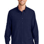 Port Authority Mens Daybreak Moisture Wicking Long Sleeve Button Down Shirt w/ Double Pockets - True Navy Blue - NEW