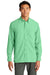 Port Authority W960 Mens Daybreak Moisture Wicking Long Sleeve Button Down Shirt w/ Double Pockets Bright Seafoam Green Model Front