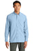 Port Authority W960 Mens Daybreak Moisture Wicking Long Sleeve Button Down Shirt w/ Double Pockets Light Blue Model Front