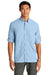 Port Authority W960 Mens Daybreak Moisture Wicking Long Sleeve Button Down Shirt w/ Double Pockets Light Blue Model 3q