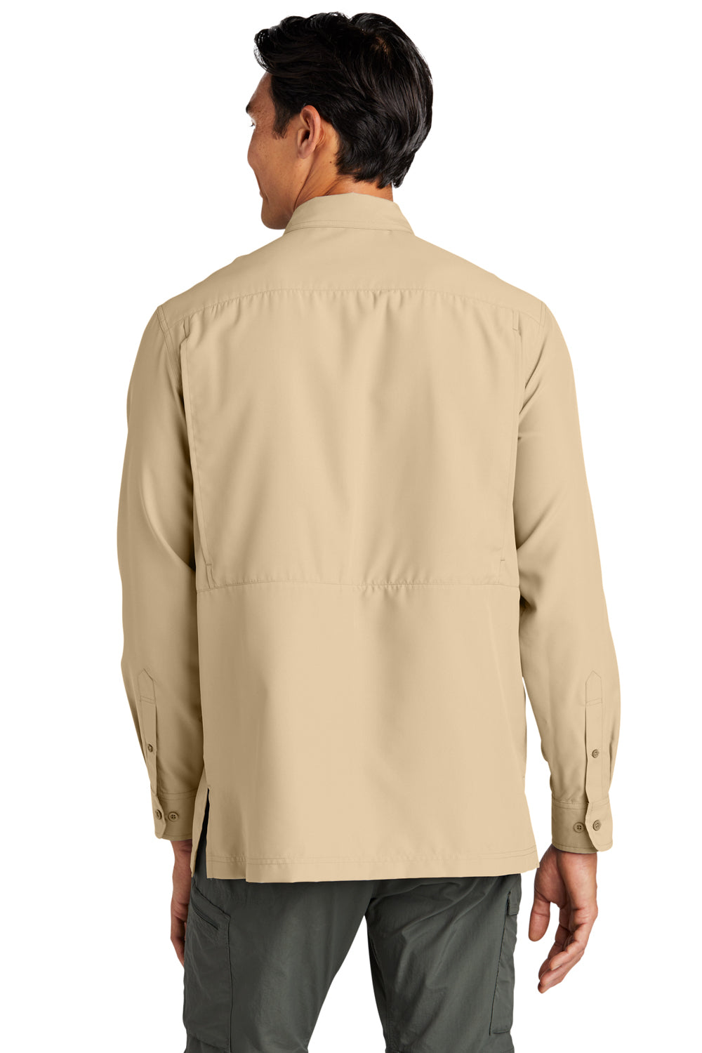 Port Authority W960 Mens Daybreak Moisture Wicking Long Sleeve Button Down Shirt w/ Double Pockets Oat Model Back