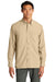 Port Authority W960 Mens Daybreak Moisture Wicking Long Sleeve Button Down Shirt w/ Double Pockets Oat Model Front