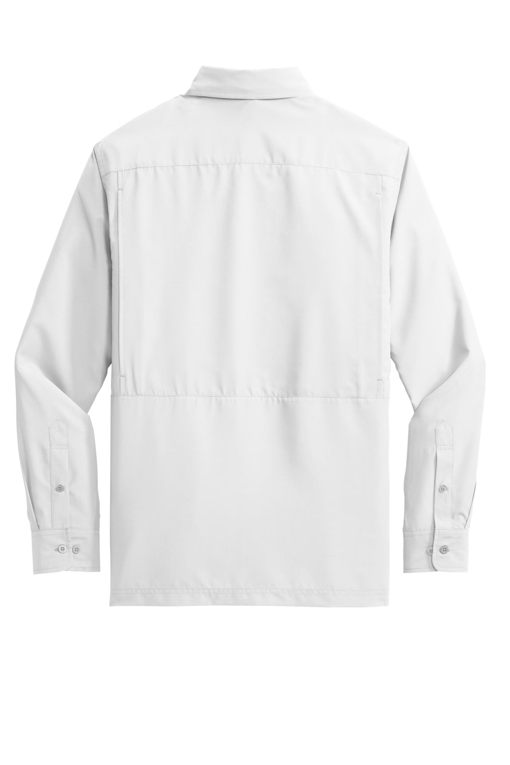 Port Authority W960 Mens Daybreak Moisture Wicking Long Sleeve Button Down Shirt w/ Double Pockets White Flat Back