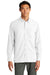 Port Authority W960 Mens Daybreak Moisture Wicking Long Sleeve Button Down Shirt w/ Double Pockets White Model Front