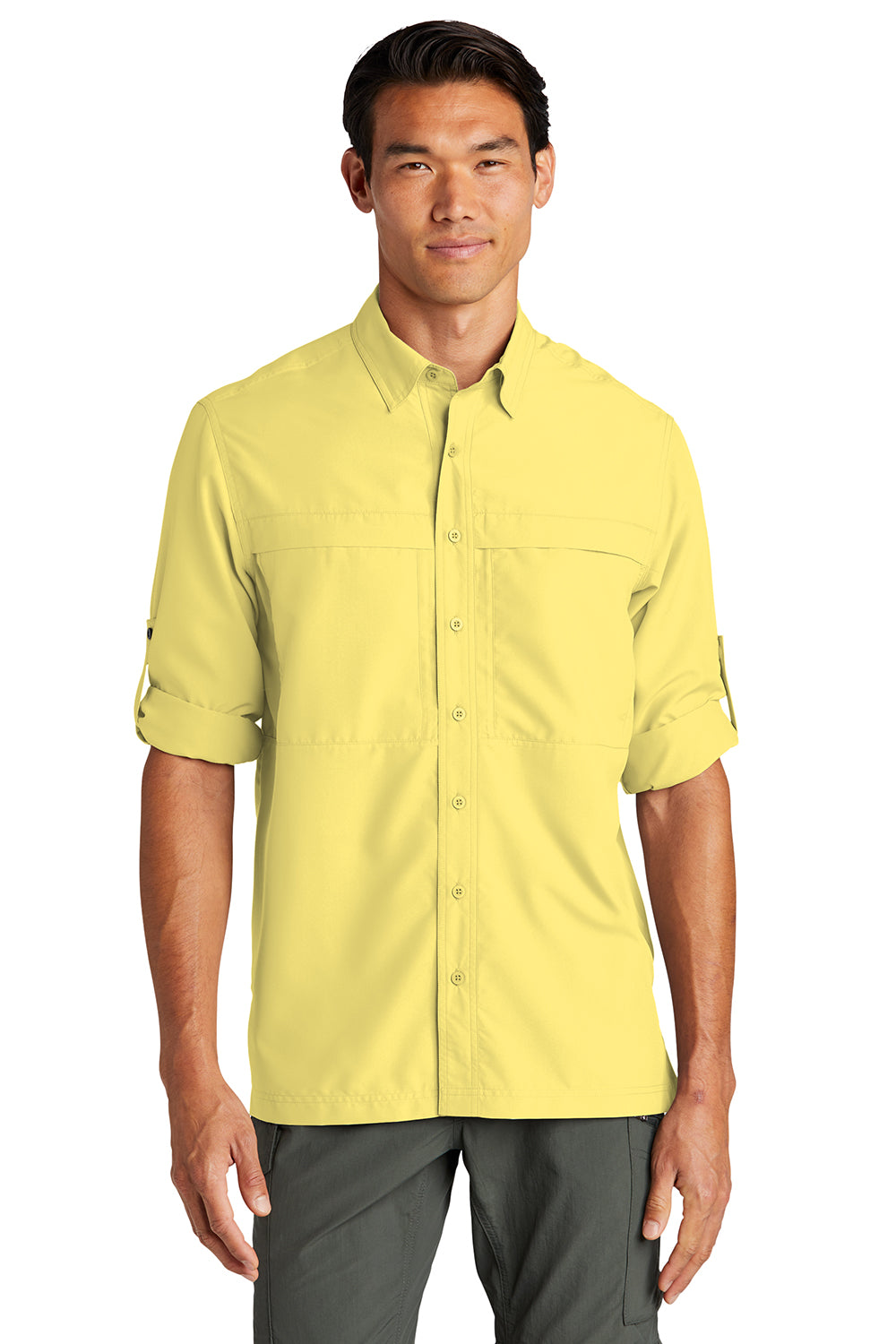 Port Authority W960 Mens Daybreak Moisture Wicking Long Sleeve Button Down Shirt w/ Double Pockets Yellow Model 3q