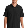 Port Authority Mens Daybreak Moisture Wicking Short Sleeve Button Down Shirt w/ Double Pockets - Deep Black