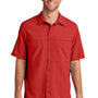 Port Authority Mens Daybreak Moisture Wicking Short Sleeve Button Down Shirt w/ Double Pockets - Rich Red - NEW