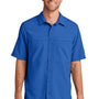 Port Authority Mens Daybreak Moisture Wicking Short Sleeve Button Down Shirt w/ Double Pockets - True Royal Blue - NEW