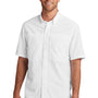 Port Authority Mens Daybreak Moisture Wicking Short Sleeve Button Down Shirt w/ Double Pockets - White