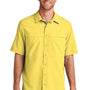 Port Authority Mens Daybreak Moisture Wicking Short Sleeve Button Down Shirt w/ Double Pockets - Yellow