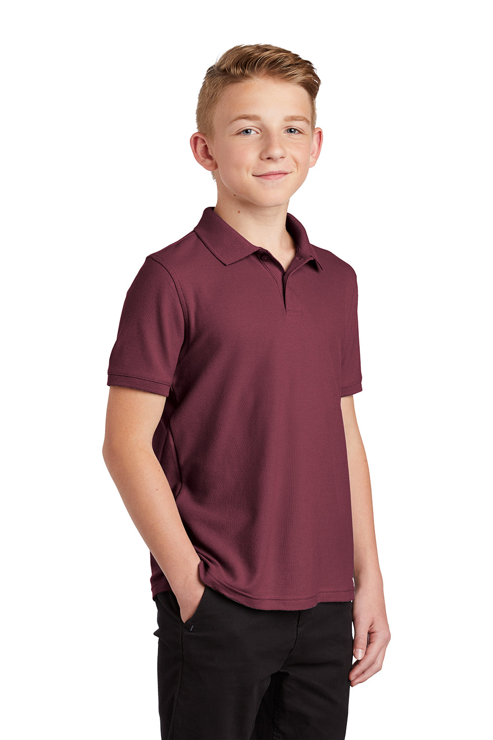 Port Authority Y100 Youth Core Classic Short Sleeve Polo Shirt Burgundy Model 3q