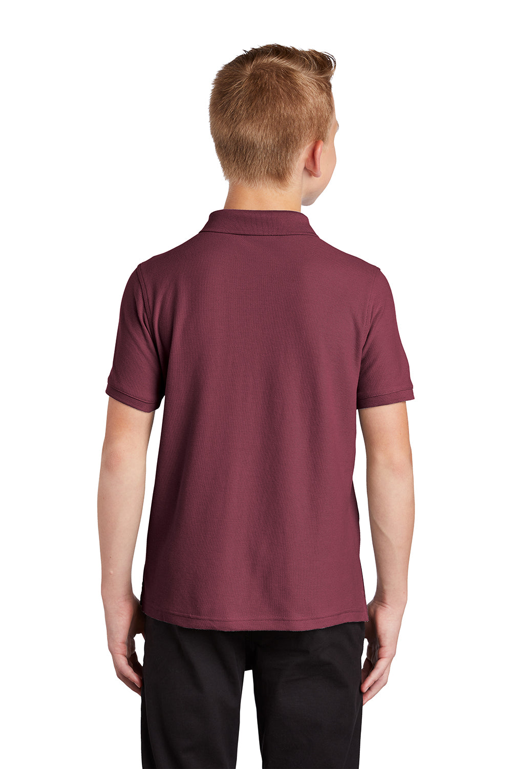 Port Authority Y100 Youth Core Classic Short Sleeve Polo Shirt Burgundy Model Back