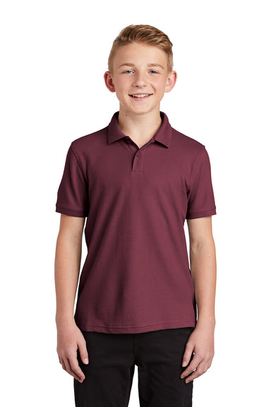 Port Authority Y100 Youth Core Classic Short Sleeve Polo Shirt Burgundy Model Front