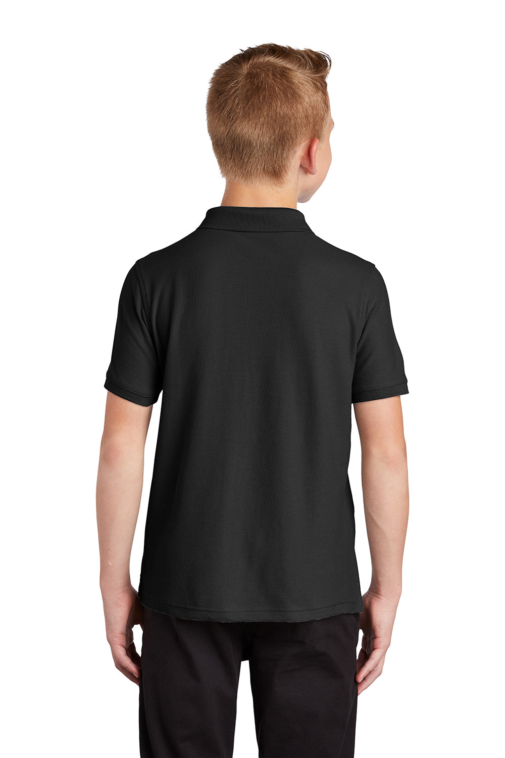 Port Authority Y100 Youth Core Classic Short Sleeve Polo Shirt Deep Black Model Back