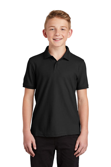 Port Authority Y100 Youth Core Classic Short Sleeve Polo Shirt Deep Black Model Front