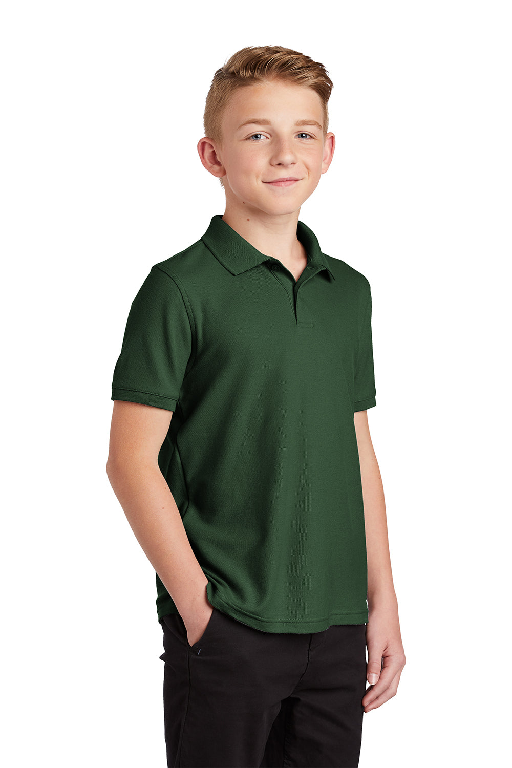 Port Authority Y100 Youth Core Classic Short Sleeve Polo Shirt Deep Forest Green Model 3q