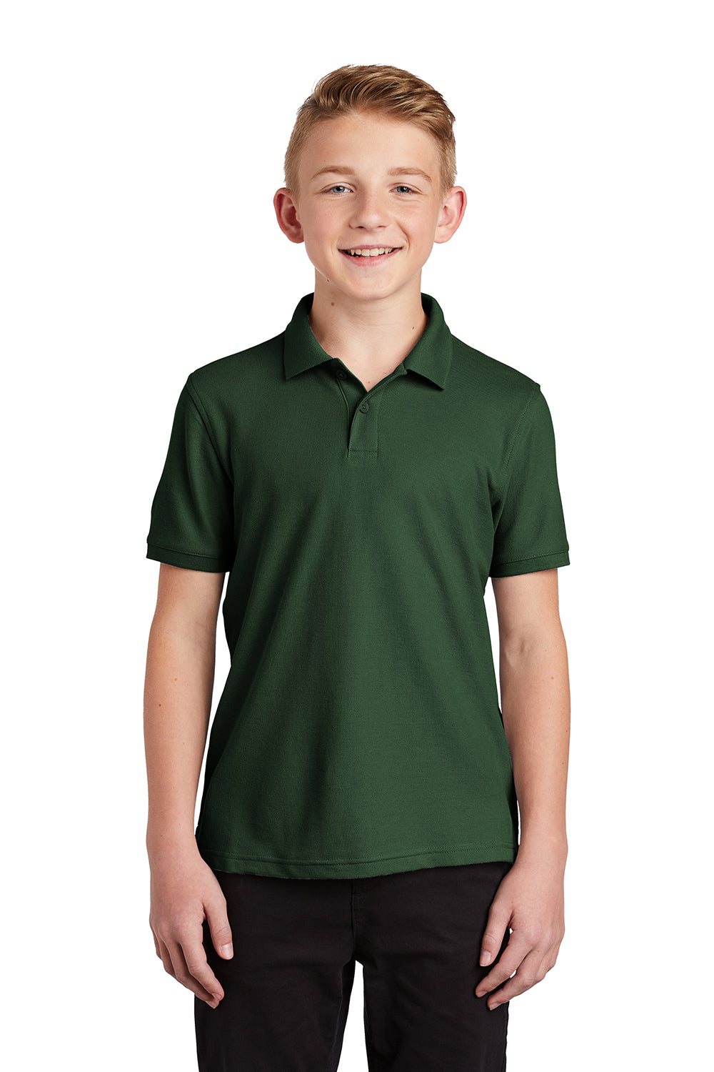 Port Authority Y100 Youth Core Classic Short Sleeve Polo Shirt Deep Forest Green Model Front