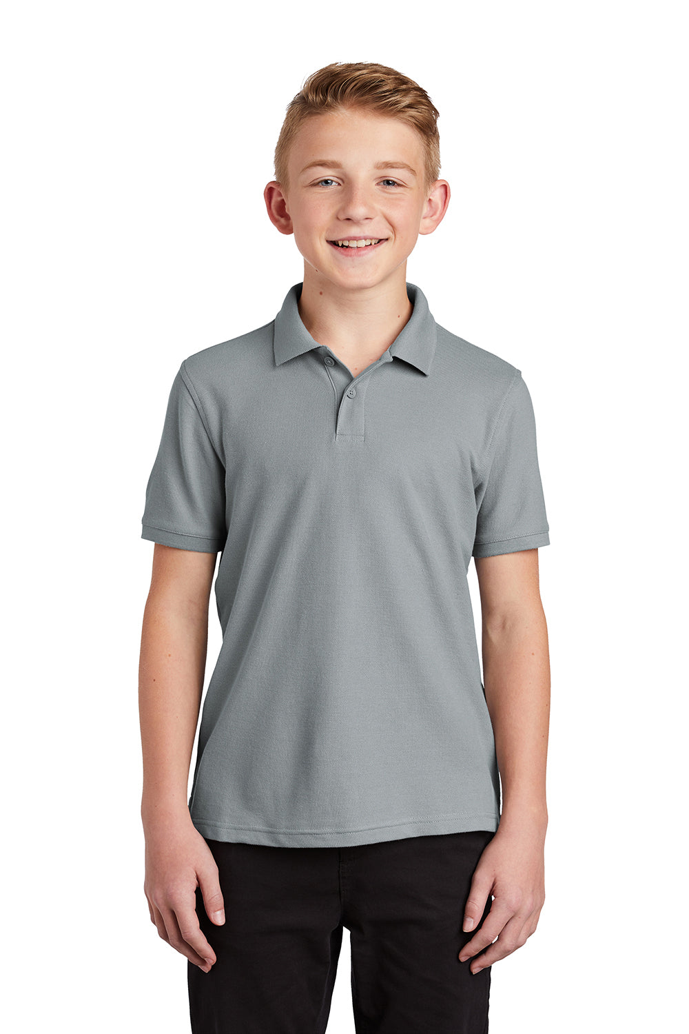 Port Authority Y100 Youth Core Classic Short Sleeve Polo Shirt Gusty Grey Model Front