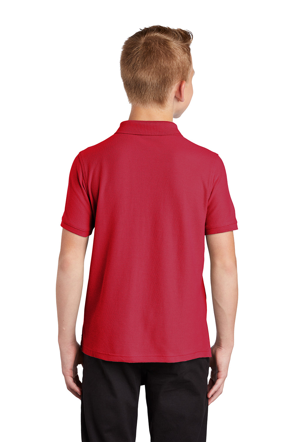 Port Authority Y100 Youth Core Classic Short Sleeve Polo Shirt Rich Red Model Back