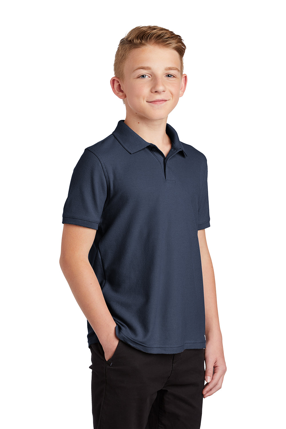 Port Authority Y100 Youth Core Classic Short Sleeve Polo Shirt River Navy Blue Model 3q