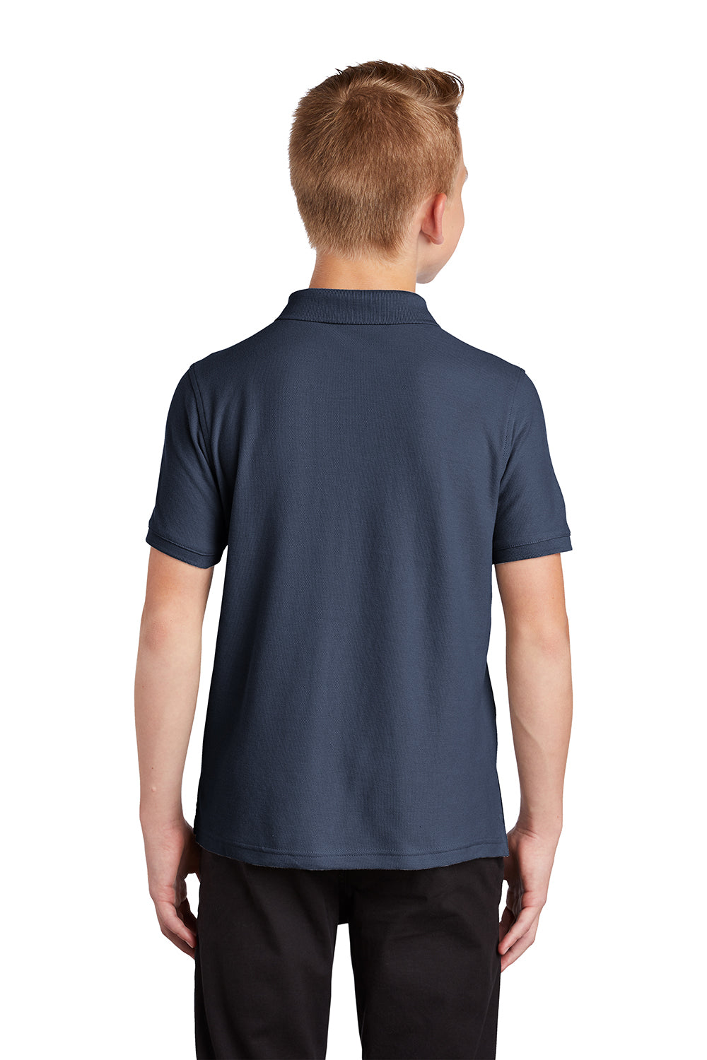 Port Authority Y100 Youth Core Classic Short Sleeve Polo Shirt River Navy Blue Model Back