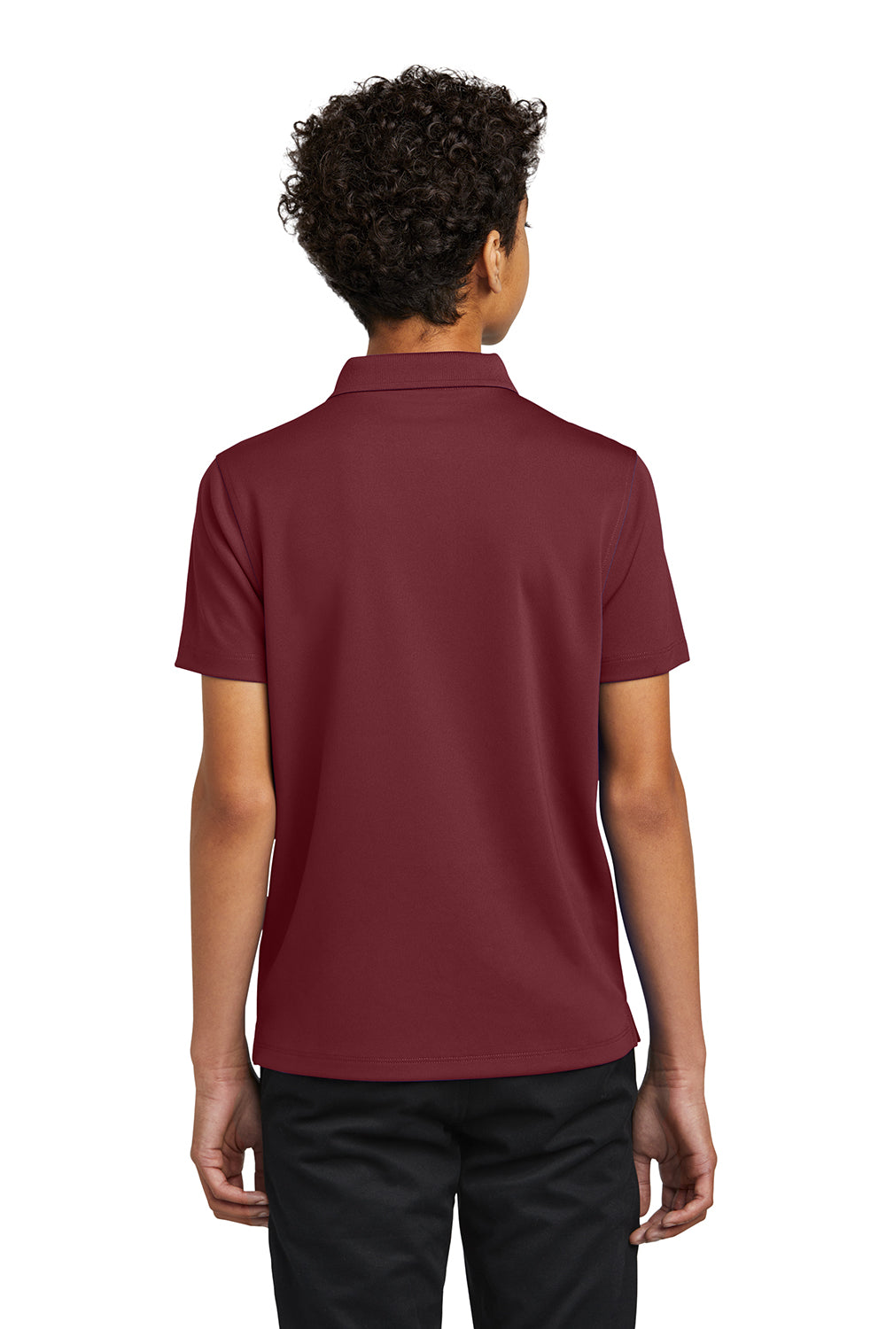 Port Authority Y110 Youth Dry Zone Moisture Wicking Short Sleeve Polo Shirt Burgundy Model Back