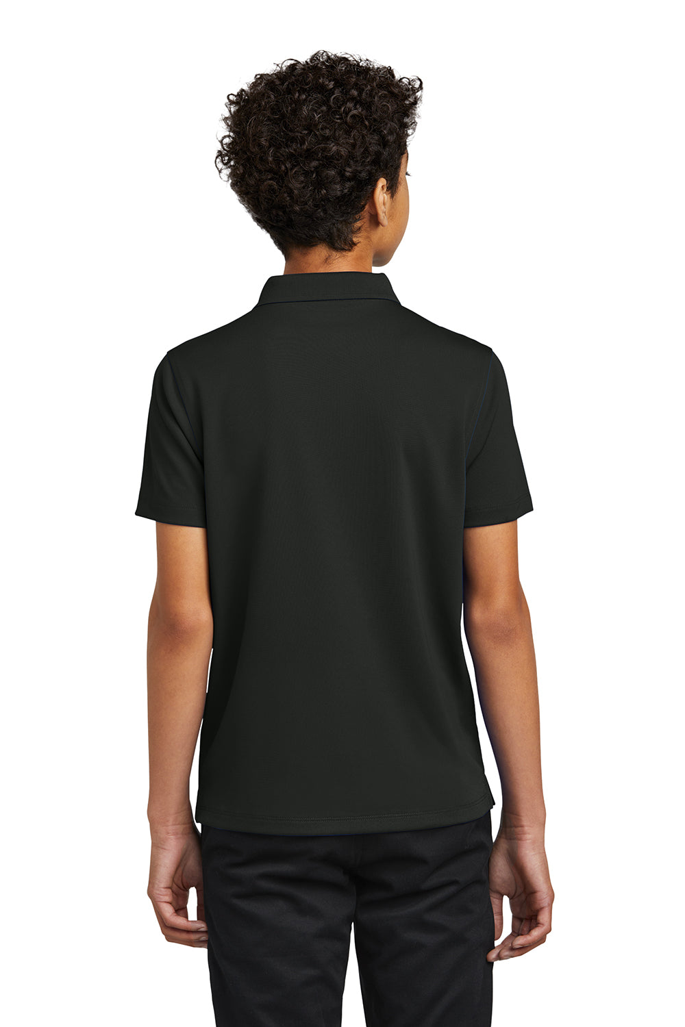 Port Authority Y110 Youth Dry Zone Moisture Wicking Short Sleeve Polo Shirt Deep Black Model Back