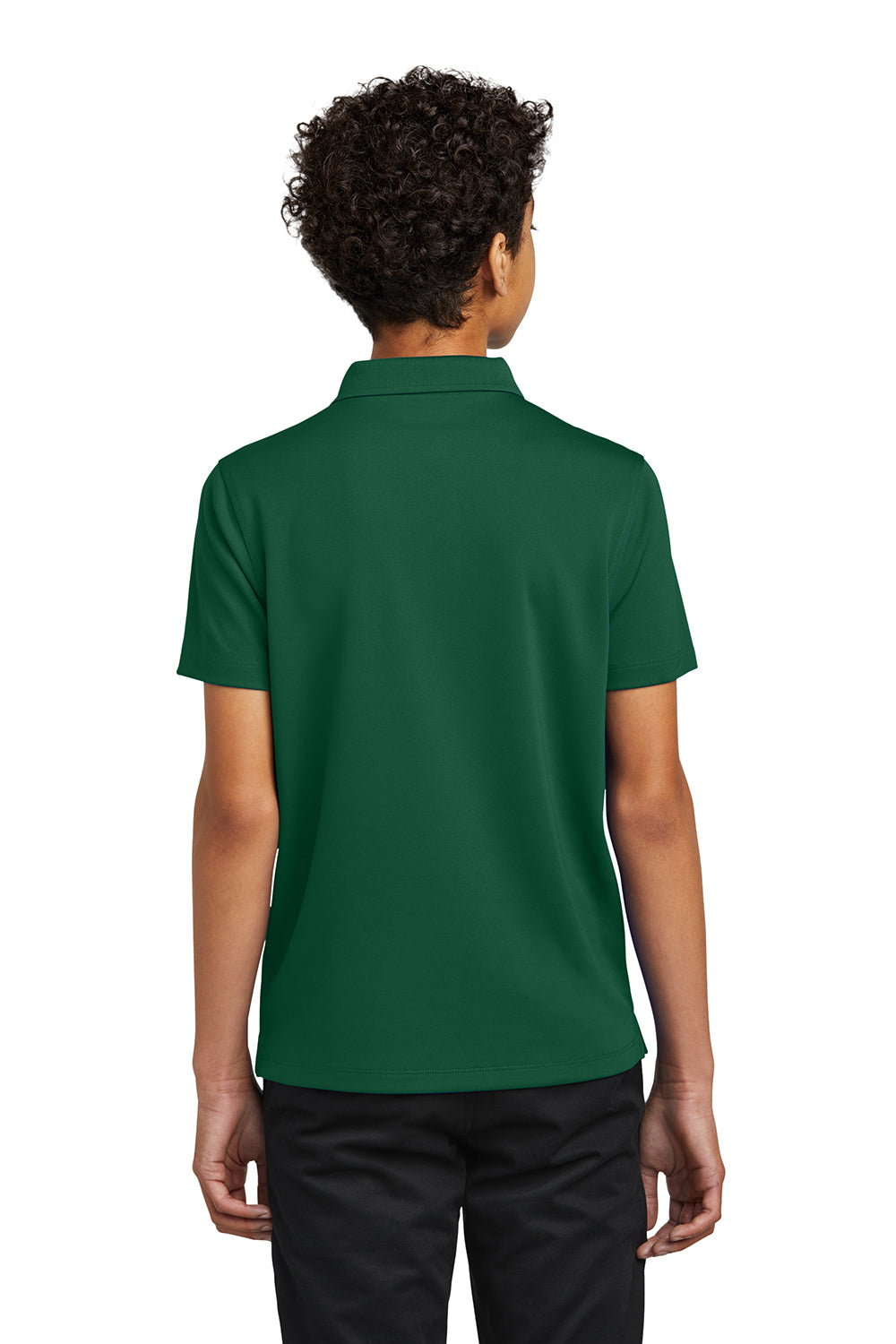 Port Authority Y110 Youth Dry Zone Moisture Wicking Short Sleeve Polo Shirt Deep Forest Green Model Back