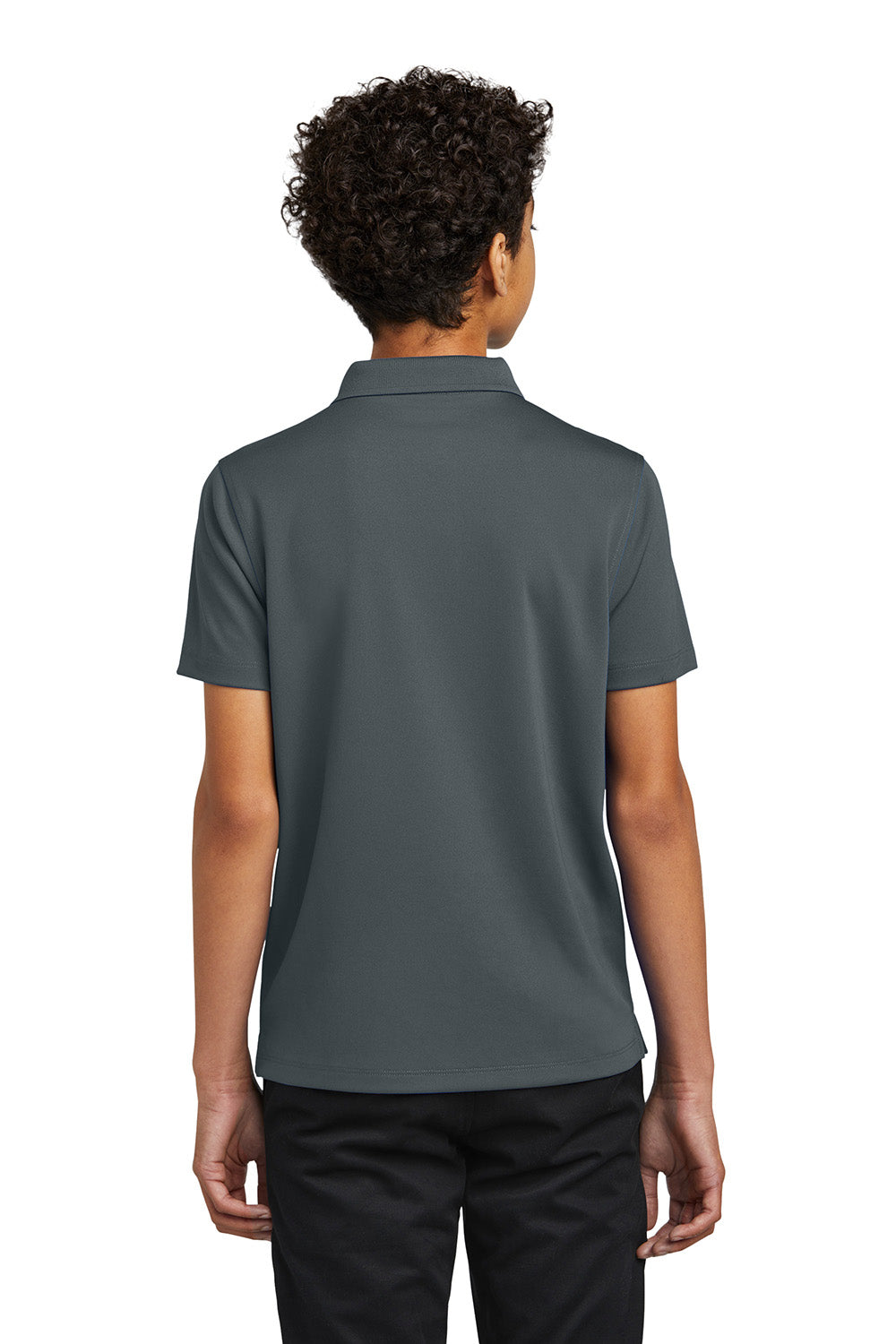 Port Authority Y110 Youth Dry Zone Moisture Wicking Short Sleeve Polo Shirt Graphite Grey Model Back