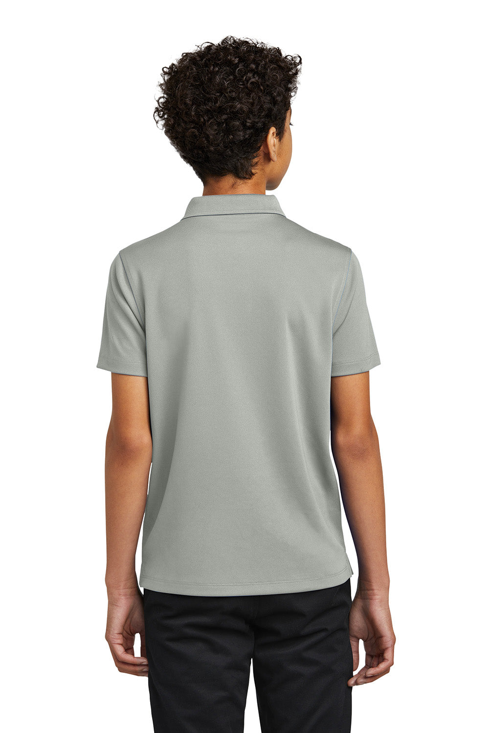 Port Authority Y110 Youth Dry Zone Moisture Wicking Short Sleeve Polo Shirt Gusty Grey Model Back