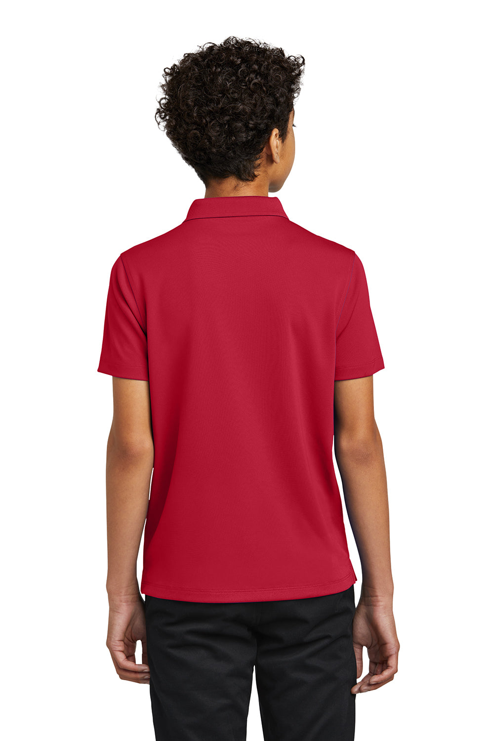 Port Authority Y110 Youth Dry Zone Moisture Wicking Short Sleeve Polo Shirt Rich Red Model Back