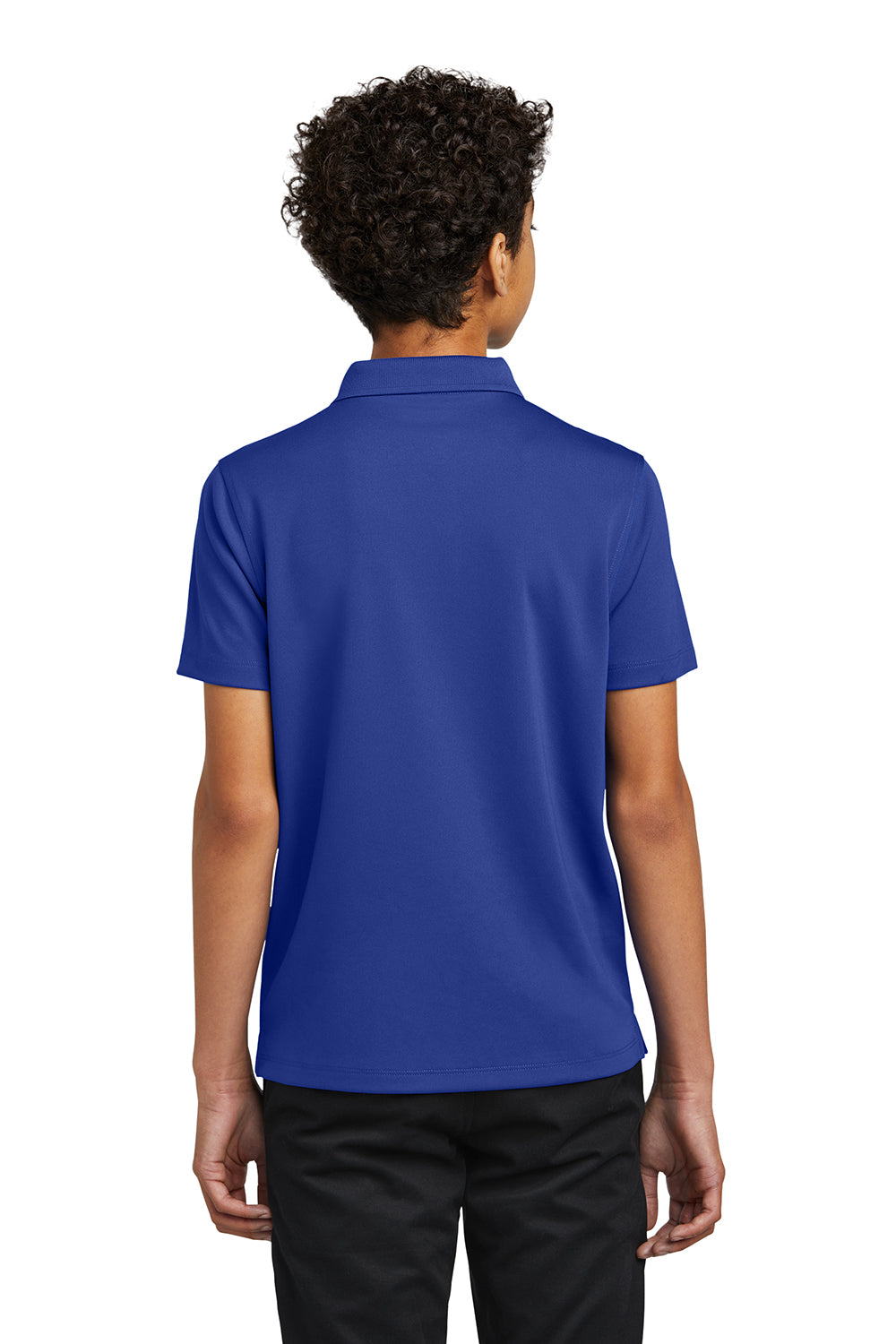 Port Authority Y110 Youth Dry Zone Moisture Wicking Short Sleeve Polo Shirt True Royal Blue Model Back