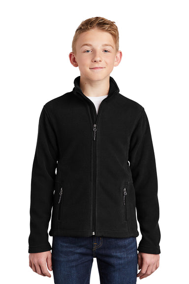 Port Authority Y217 Youth Full Zip Fleece Jacket Black Model Front